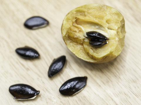 sapodilla plum/ chiko seed