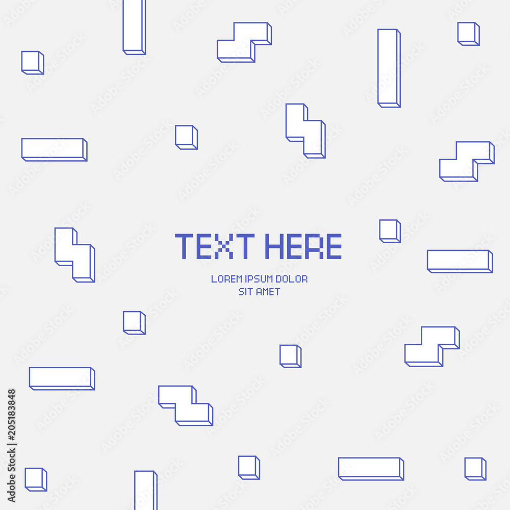Aufkleber vector cyber tetris figure abstract background design.