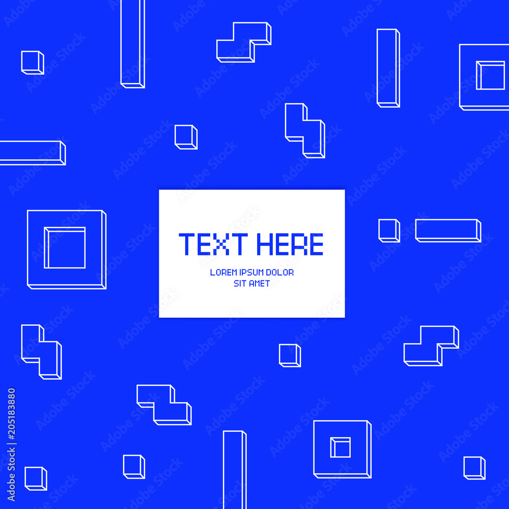 Poster vector cyber tetris figure abstract background design.