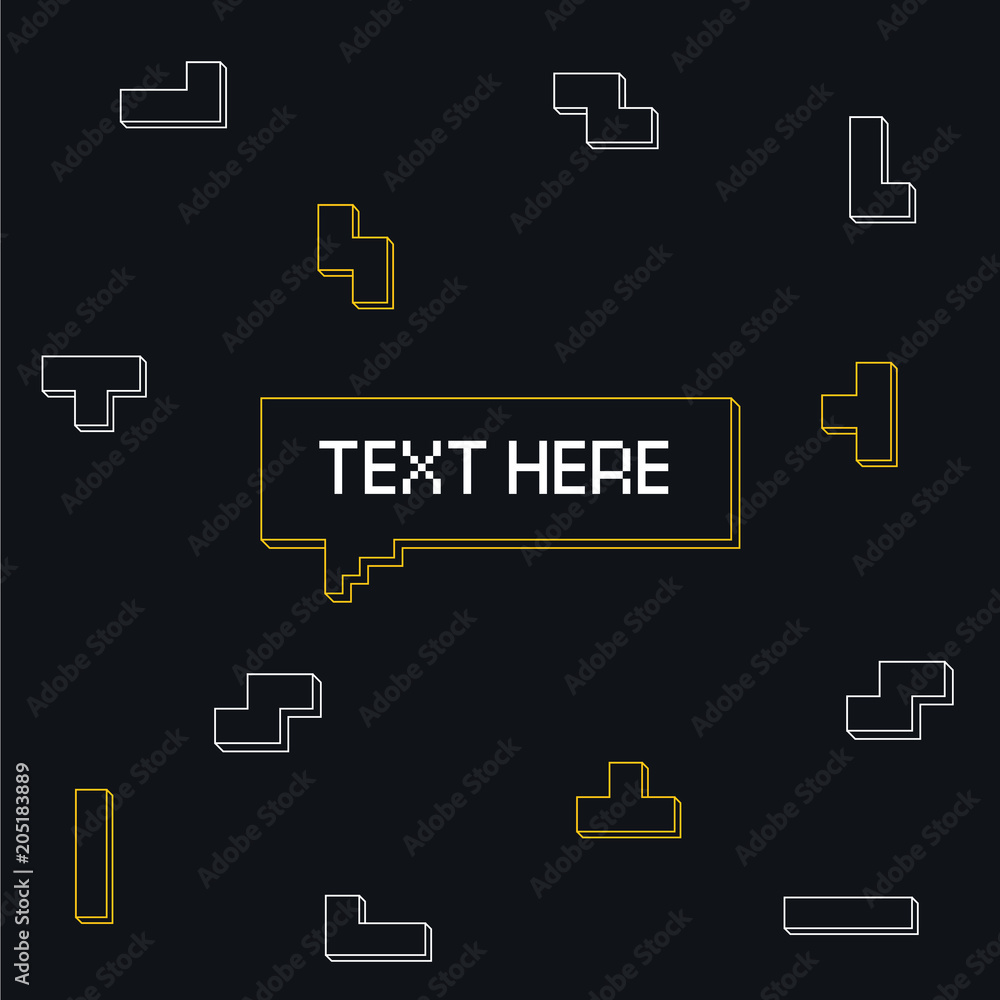 Poster vector cyber tetris figure abstract background design.