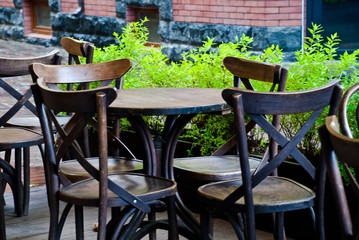 Fototapeta na wymiar Table in street cafe