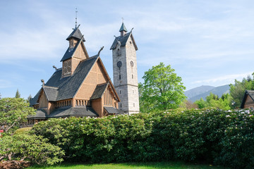 Fototapeta na wymiar Beautiful Wang church in Karpacz - southern Poland 