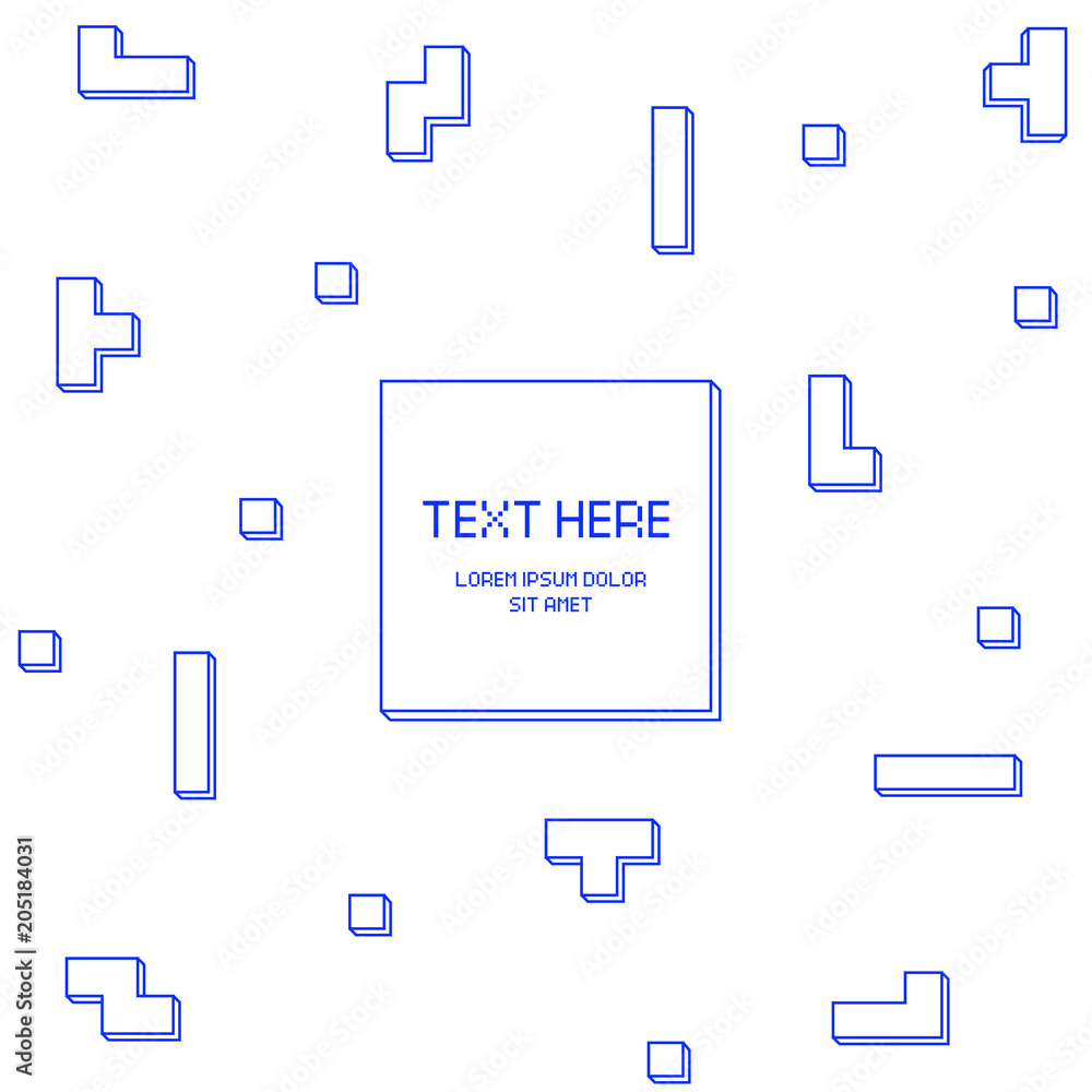 Poster vector cyber tetris figure abstract background design.