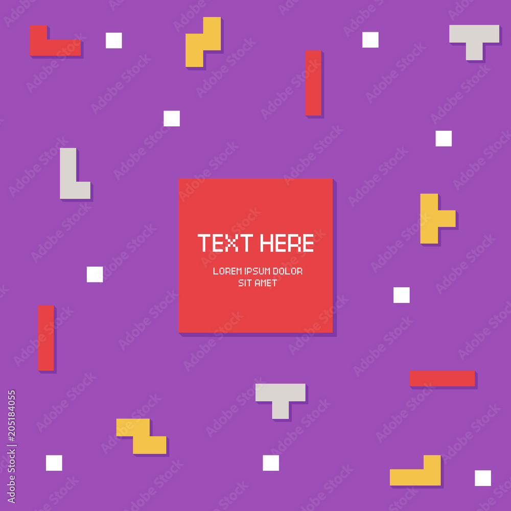 Poster vector cyber tetris figure abstract background design.