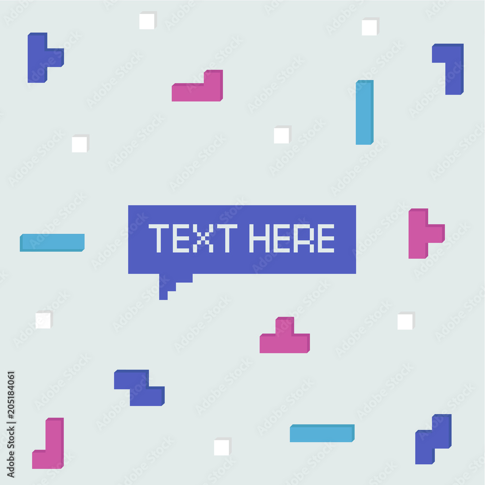 Poster vector cyber tetris figure abstract background design.