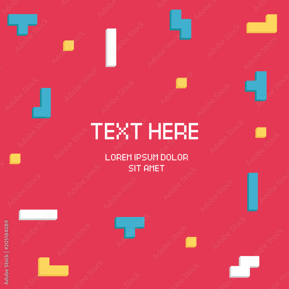 Poster vector cyber tetris figure abstract background design.
