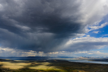 Storm clouds emmassing over Mono Lake in the Sierra Nevadas, near the Town of Lee Vining, on an early august afternoon.
