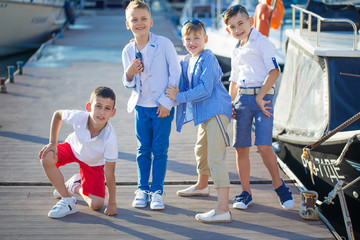 Fashionable children by the sea
