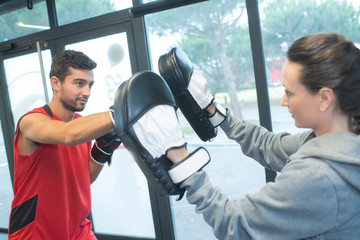Man training to box
