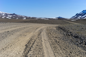 Fototapeta na wymiar Four Wheel Drive Mountain Track through the Western Icelandic Highlands