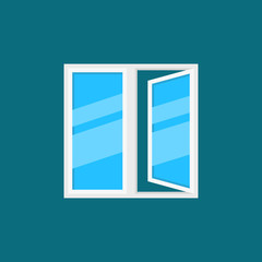 Open plastic window vector icon in flat style