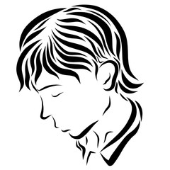 A praying, sad, or resting young man