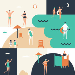 Beach holiday - flat design style conceptual illustration