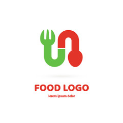 Fototapeta premium Modern minimalistic vector logo of food. Vector illustration. Food Logo, Restaurant logo, food and cooking logo.