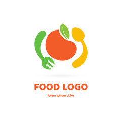 Modern minimalistic vector logo of food. Vector illustration. Food Logo, Restaurant logo, food and cooking logo.