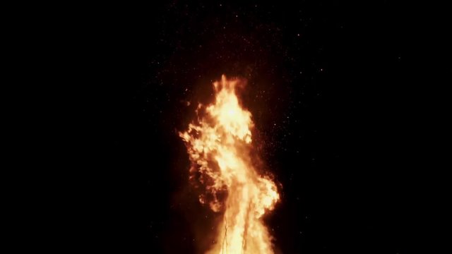 Campfire in the night - slow motion.