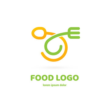 Modern minimalistic vector logo of food. Vector illustration. Food Logo, Restaurant logo, food and cooking logo.