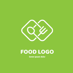 Modern minimalistic vector logo of food. Vector illustration. Food Logo, Restaurant logo, food and cooking logo.