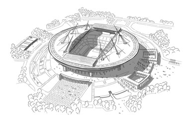 Sketch of the new stadium on Krestovsky island. © mowgli