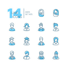 Fototapeta premium Ages - set of line design style icons