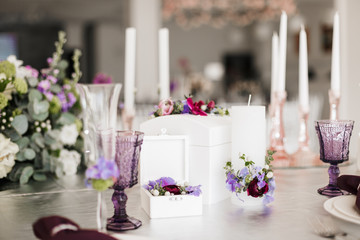 Photo of table with amazing wedding decor isolated
