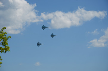 jet planes show aerobatics at the air show