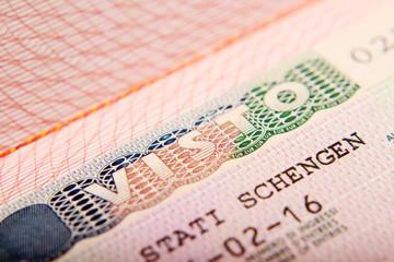 Fototapeta premium Italian Schengen visa in a passport