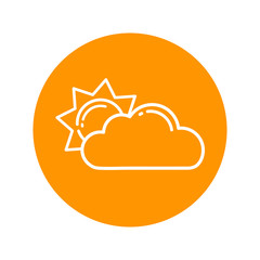 cartoon sun vector with a cloud outline icon