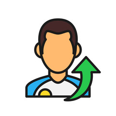 player out field icon. man arrow up illustration. simple outline style sport symbol.