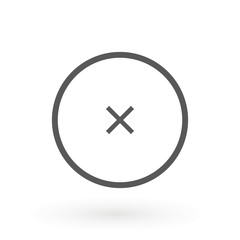 Cross icon in circle. Can be used as delete, block close button etc. Delete X Cross rounded icon is flat iconic symbol inside a circle. Designed for web and software interfaces.