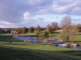 Sherborne Valley autumn colour, The Cotswolds, Gloucestershire, UK