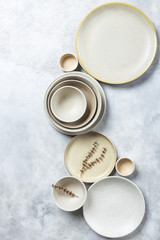 Tableware on Light Background.