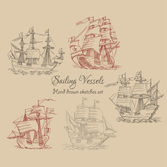 Nautical background with sailing vessels