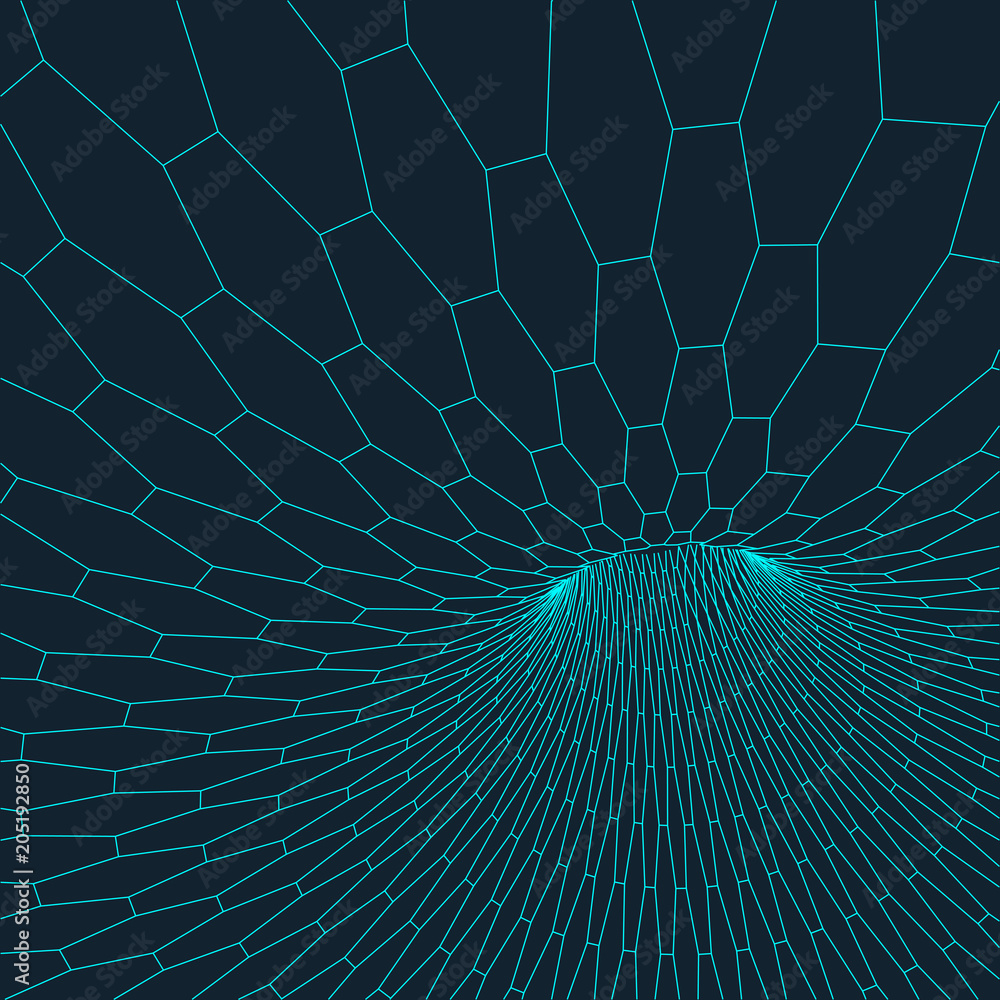Poster wireframe torus with connected lines and dots . mesh polygonal element. vector illustration eps10.