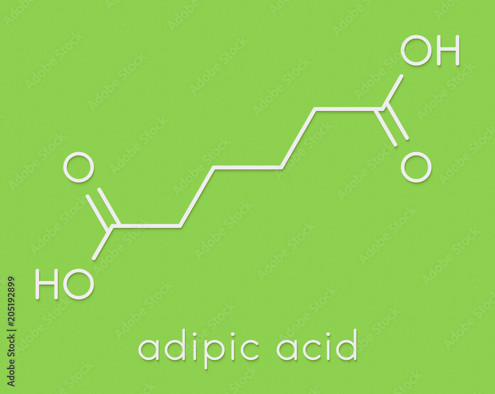 Poster Adipic acid, nylon (polyamide) building block. Skeletal formula.