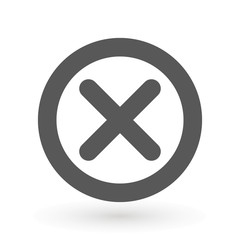 Cross icon in circle. Can be used as delete, block close button etc. Delete X Cross rounded icon is flat iconic symbol inside a circle. Designed for web and software interfaces.