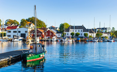 Fototapeta na wymiar Local sea port in Norway.