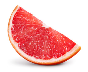 Grapefruit slice isolated. Grapefruit slice on white. Clipping path.