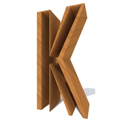 Conceptual wood or wooden brown font or type, timber or lumber industry piece isolated on white background. Educative hadwood material, smooth surface pine handmade sculpted object as 3D illustration