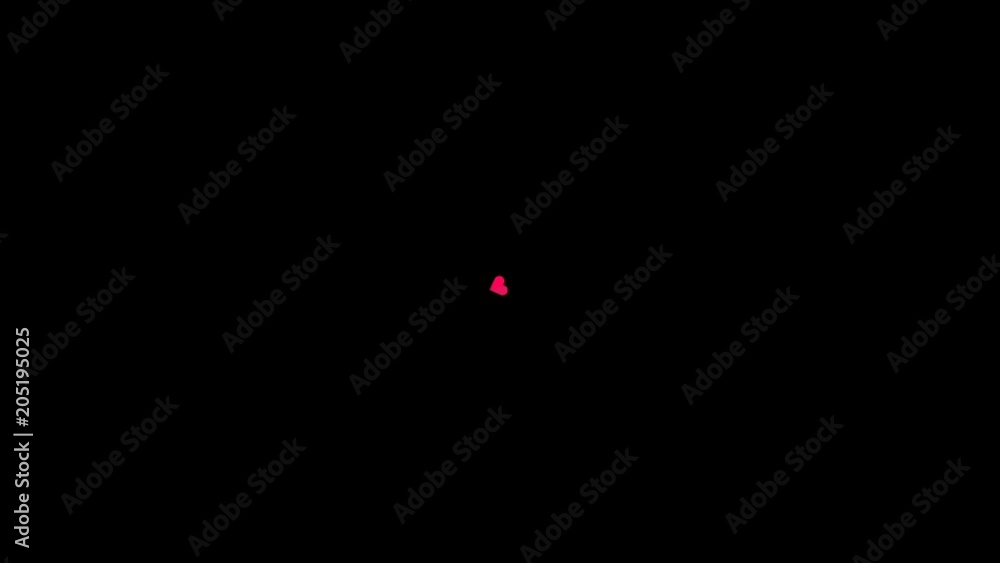 Poster mini red heart pop up and flow up on black background animation video