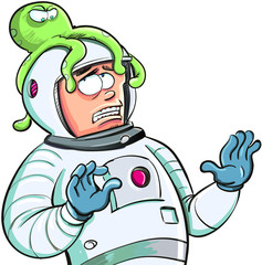 Cartoon diver with octopus on his head