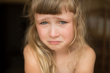 Portrait of crying little girl