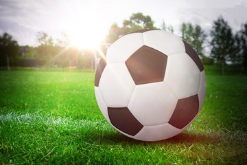Soccer ball on marking line