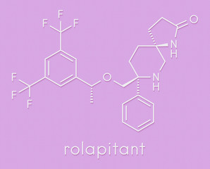 Rolapitant antiemetic drug molecule. Skeletal formula.