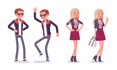 Fototapeta premium Young man and woman positive emotions