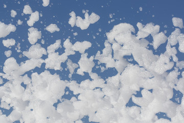 Foam gun fires foam into the sky.