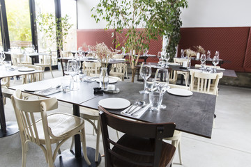 luxury elegant table setting dinner in a restaurant