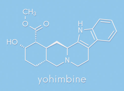 Yohimbine alkaloid molecule. Used as aphrodisiac drug. Skeletal formula.