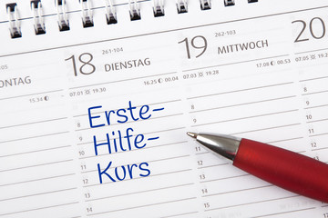 Eintrag im Kalender: Erste-Hilfe-Kurs