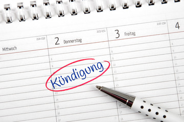 Eintrag im Kalender: Kündigung